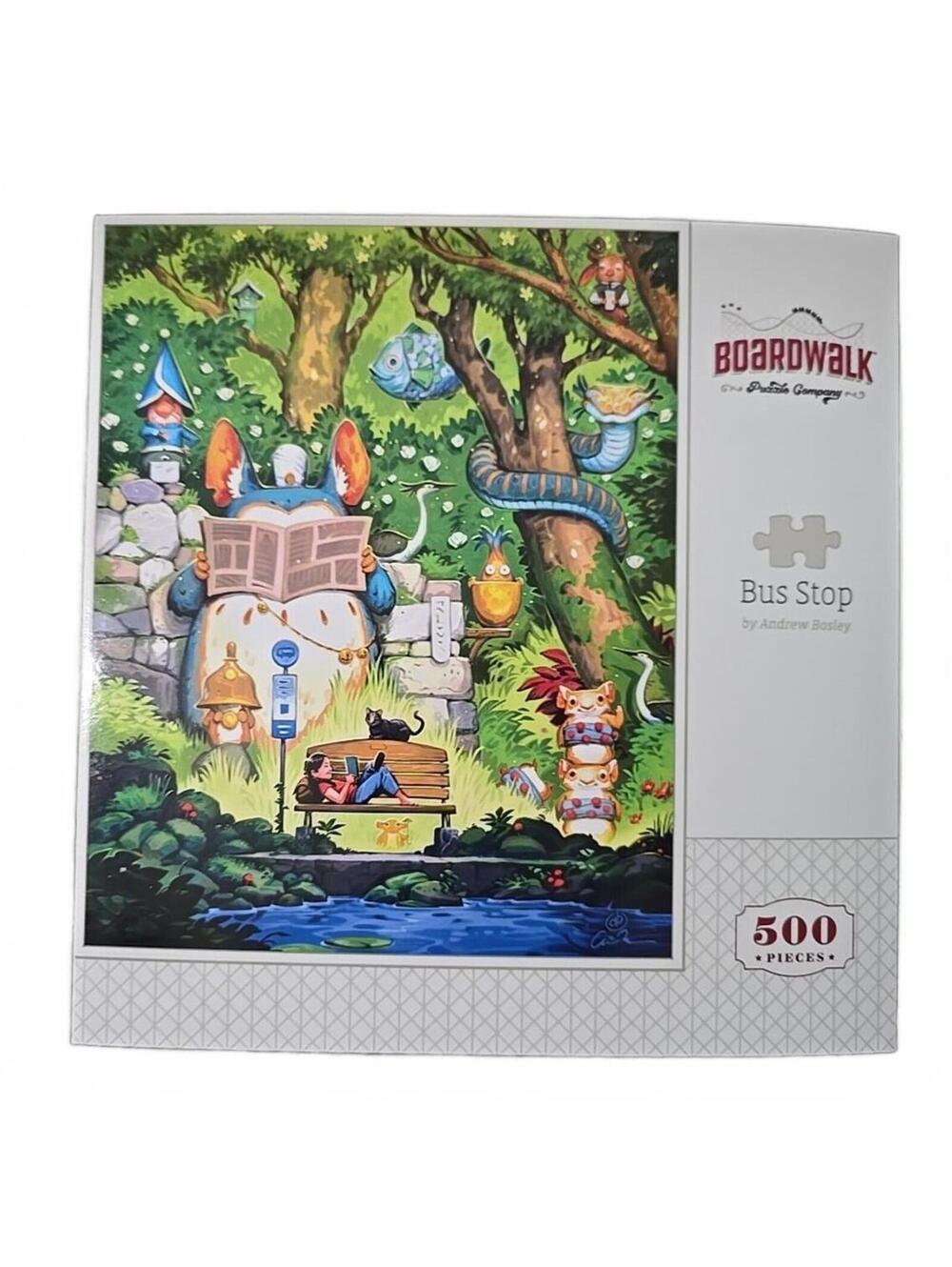 Boardwalk Bus Stop Andrew Bosley 500 Pc Art Puzzle New
